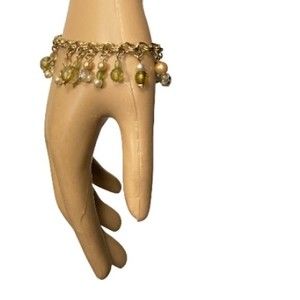 Pearls and Breads Bracelet drop Dangle Chain Bracelet gold Tone Bracelet